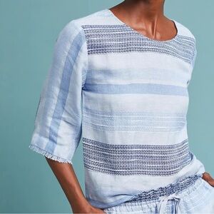 Anthropologie Cloth & Stone Light Blue Striped Blouse